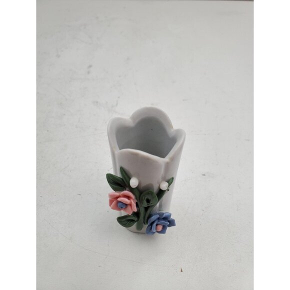 Vintage Italian Vase Roses Pottery Porcelain European Art Mid Century Italy Hand - Picture 3 of 9